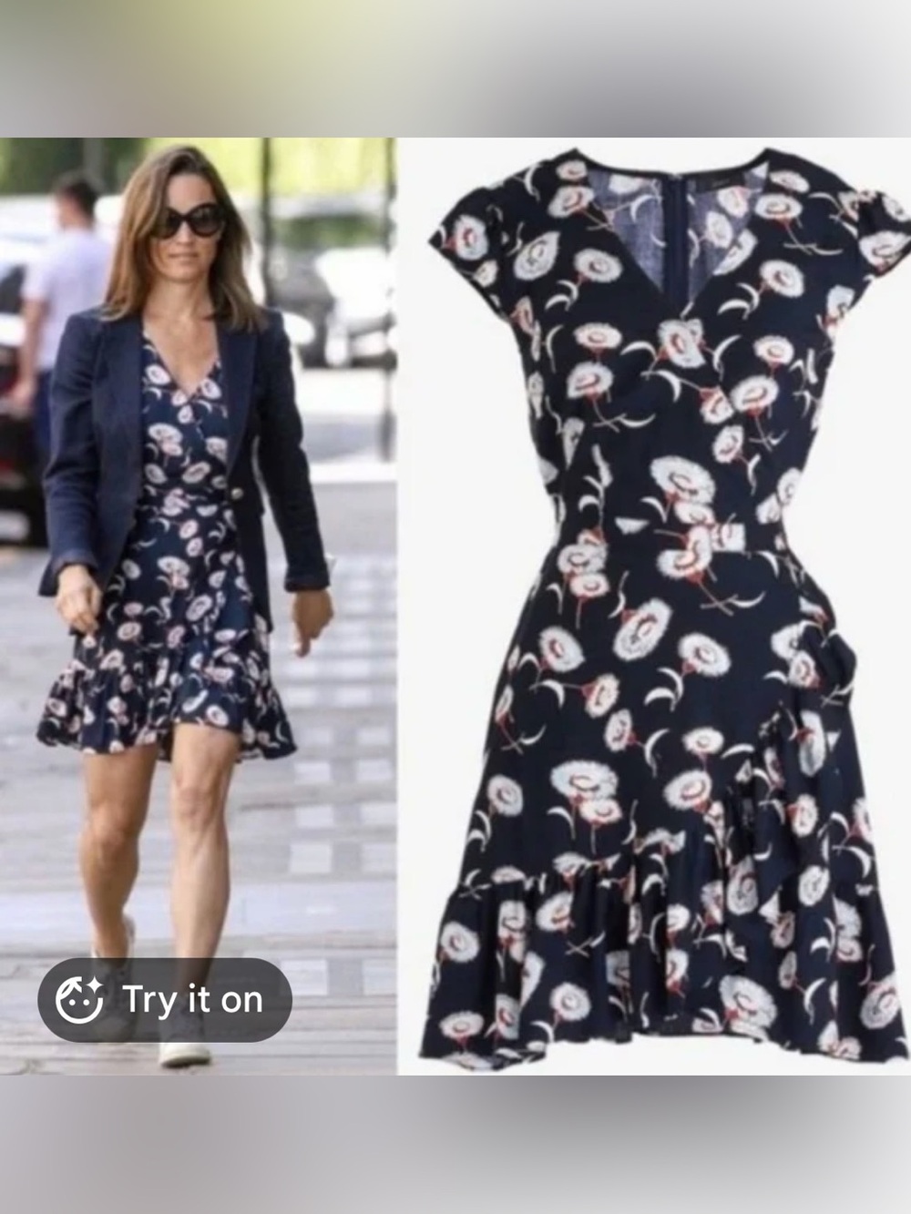 NWT- J Crew Factory Navy Floral Wrap-Style Women’s Dress